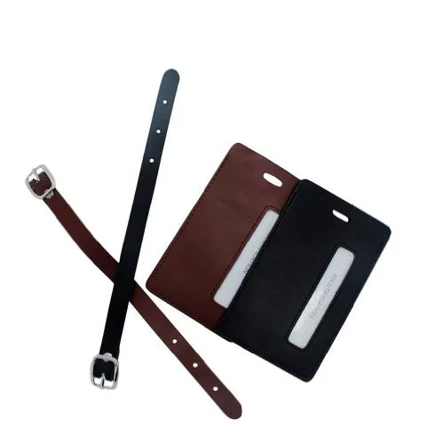 2 Leather Travel Luggage Tag By Marshal (Brown)