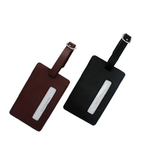 2 Leather Travel Luggage Tag By Marshal (Brown)