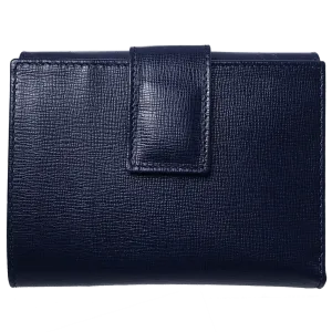 6 Credit Card Saffiano Leather French Wallet Blue