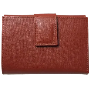 6 Credit Card Saffiano Leather French Wallet Brown