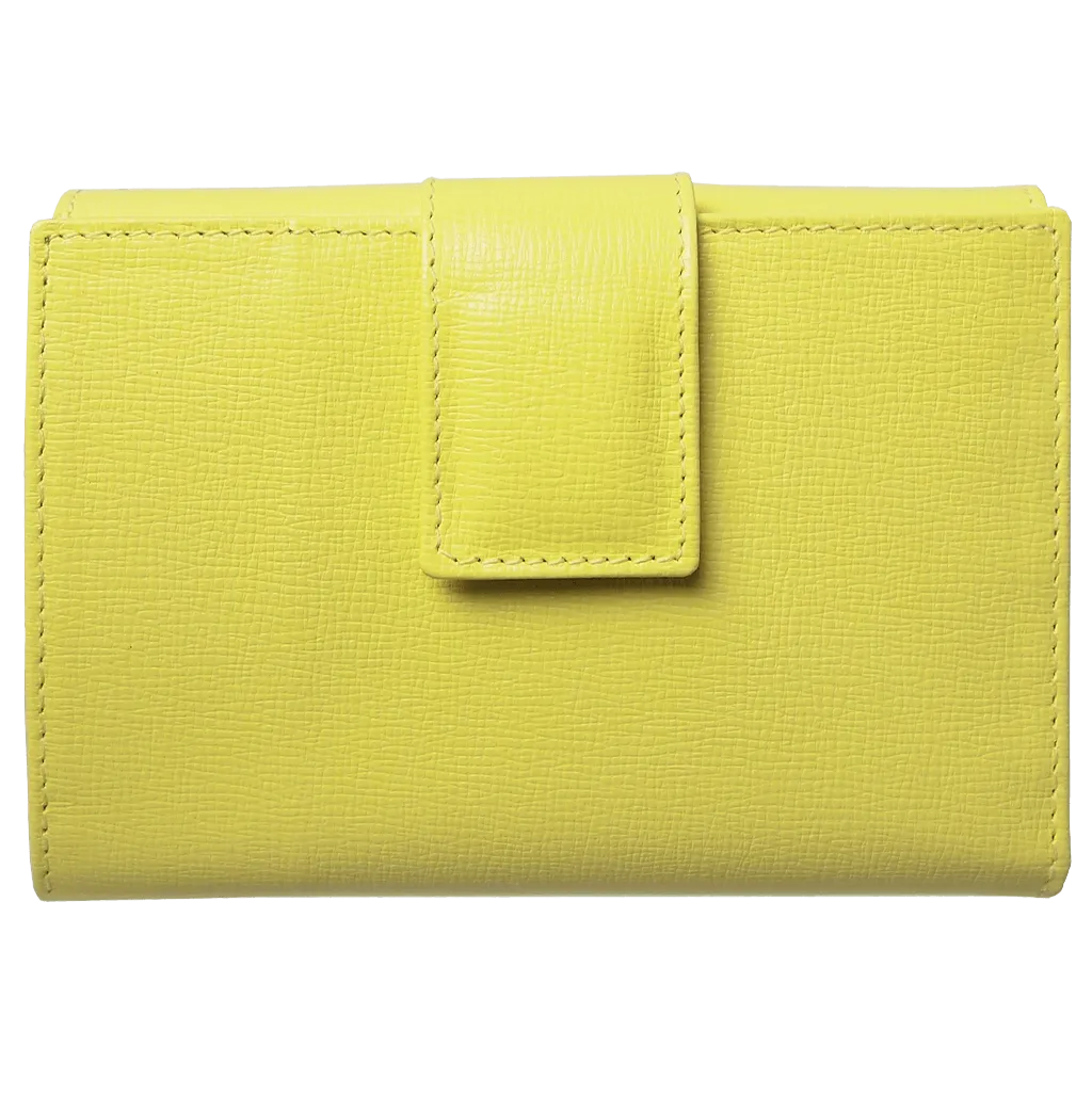 6 Credit Card Saffiano Leather French Wallet Lemon