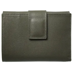 6 Credit Card Saffiano Leather French Wallet Olive