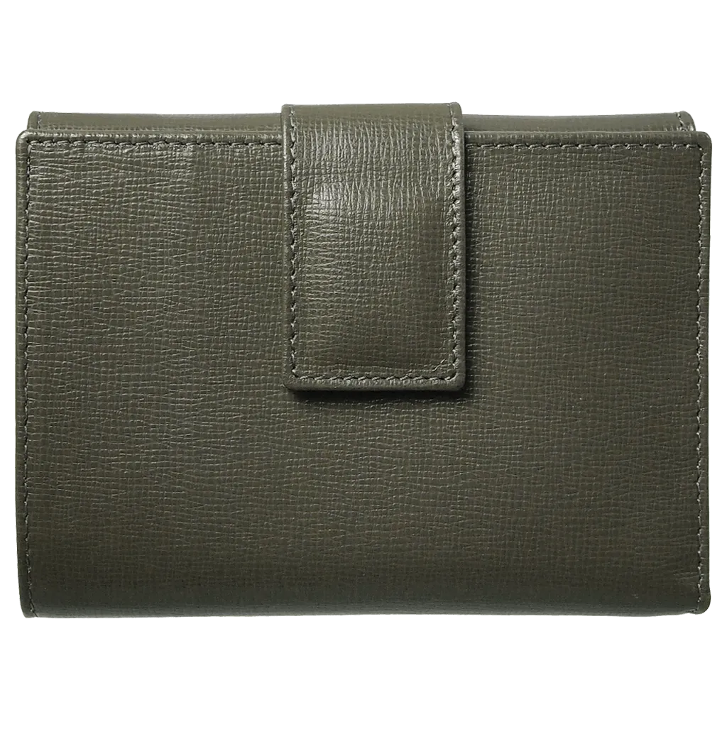 6 Credit Card Saffiano Leather French Wallet Olive