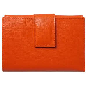 6 Credit Card Saffiano Leather French Wallet Orange