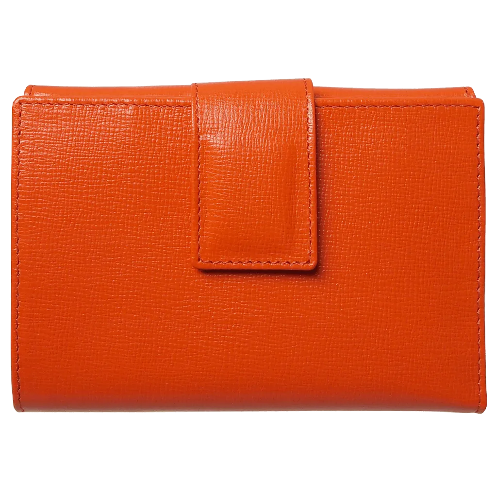 6 Credit Card Saffiano Leather French Wallet Orange