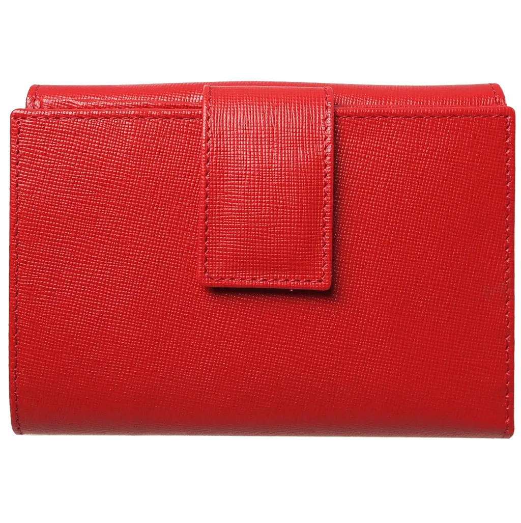 6 Credit Card Saffiano Leather French Wallet Red