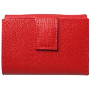 6 Credit Card Saffiano Leather French Wallet Red