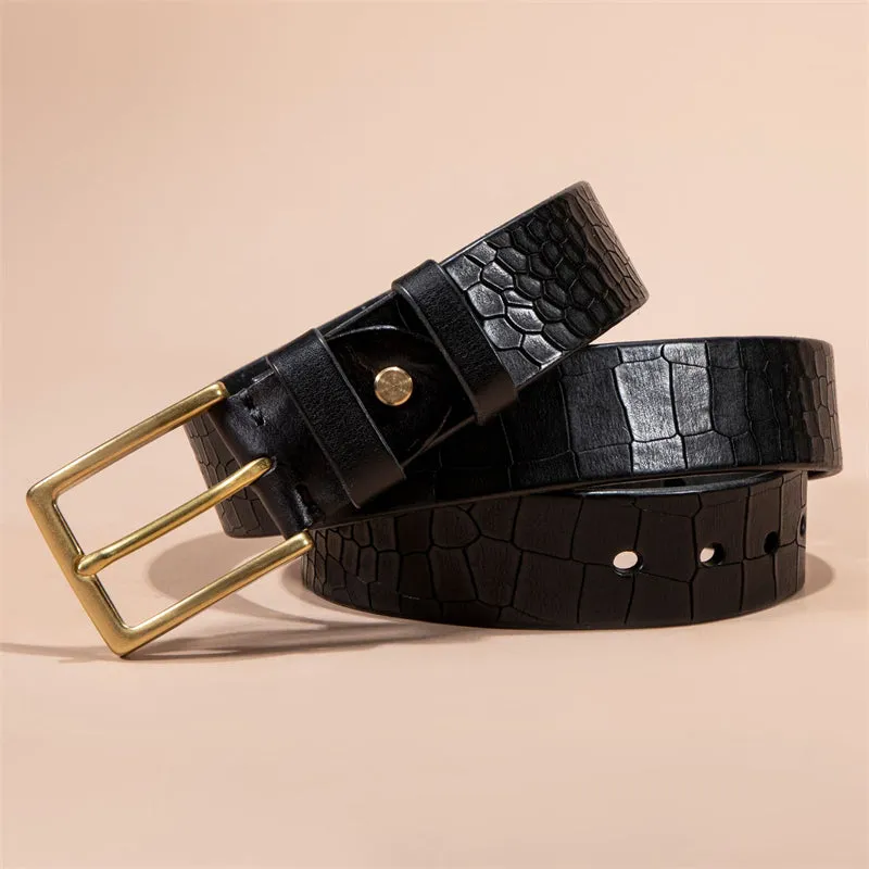 Alligator Pattern Lux Cowskin Men's Belt