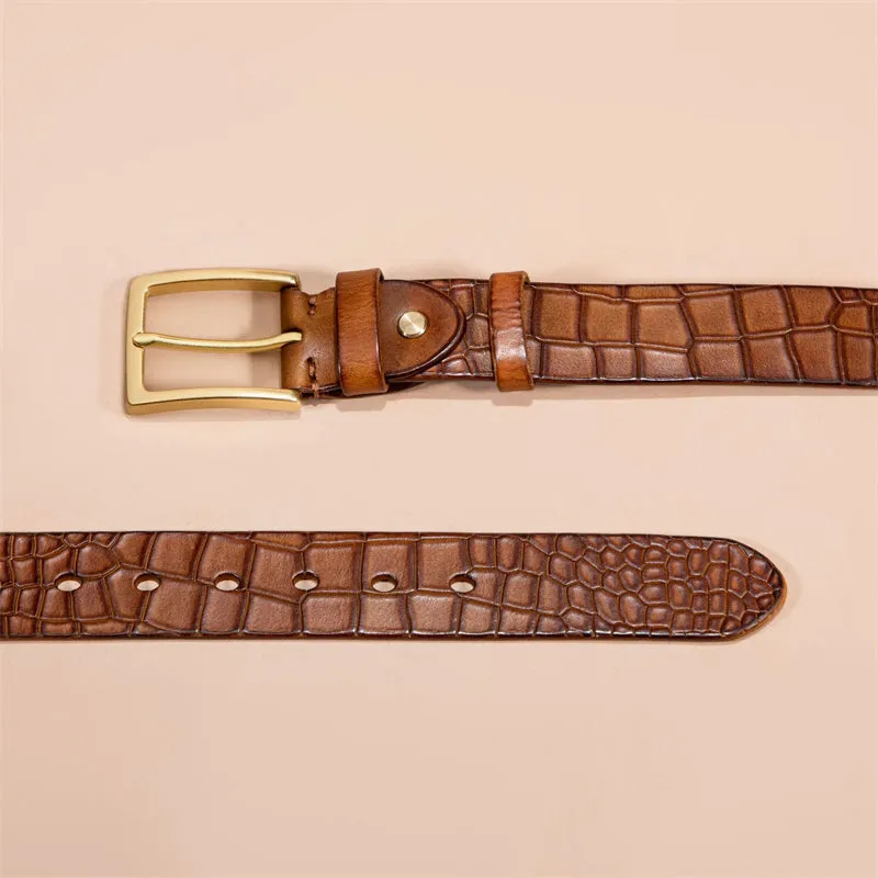 Alligator Pattern Lux Cowskin Men's Belt