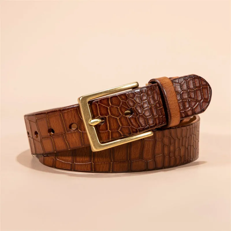 Alligator Pattern Lux Cowskin Men's Belt