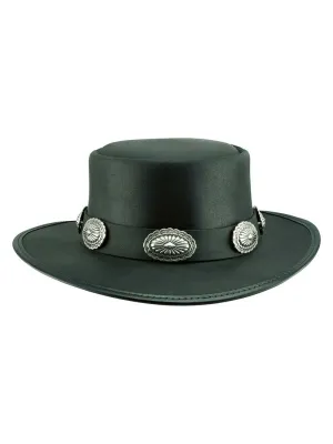 American Hat Makers SILVERADO-L-CONCHO Flat Brim Pork Pie Hat Black