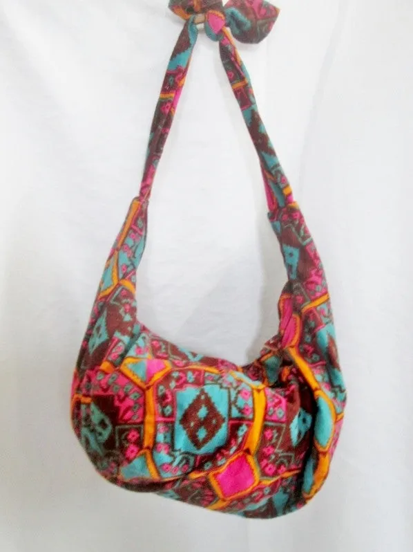 An ORIGINAL BY NOLBA ARANGO vegan cloth hobo satchel shoulder sling bag ORANGE RED BLUE