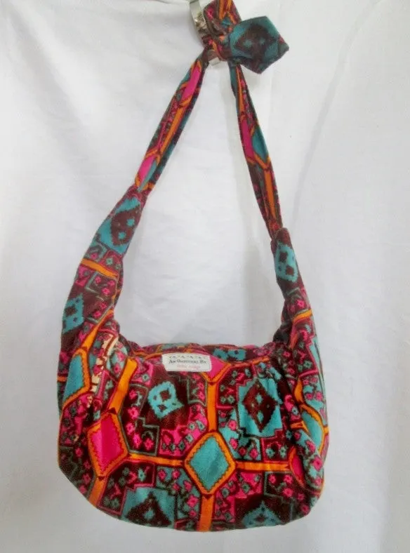 An ORIGINAL BY NOLBA ARANGO vegan cloth hobo satchel shoulder sling bag ORANGE RED BLUE