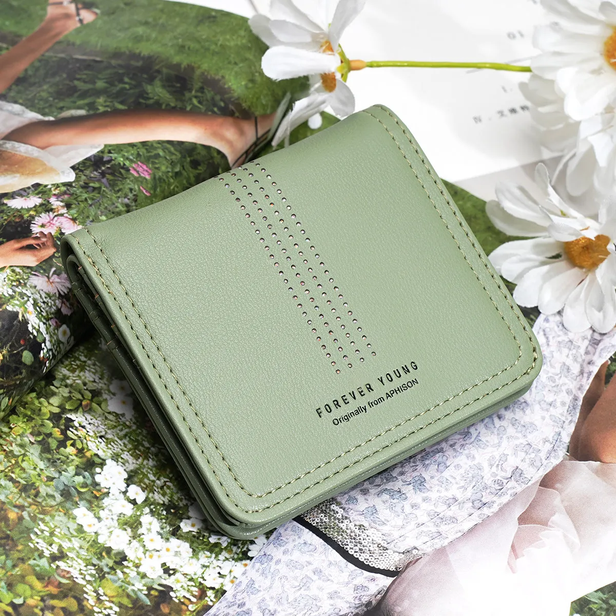 APHISON Slim RFID Small Womens Wallet - 125 Green