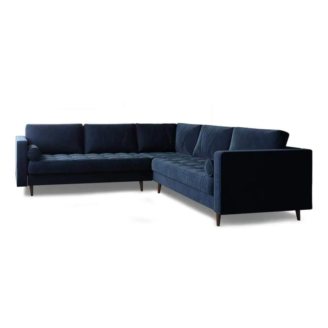 Ashla Blue Velvet Fabric Sectional Sofa