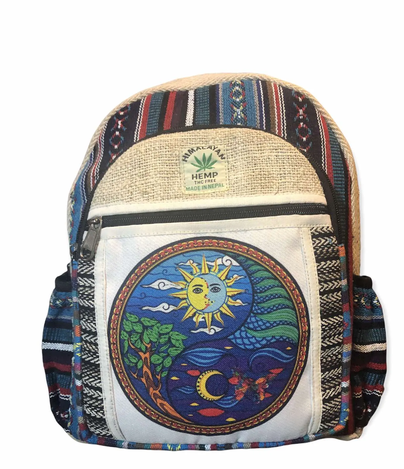 Backpack - Cotton Hemp Ying Yang Sun Moon Mini Backpack