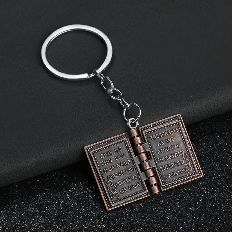 Bible Retro Flippable-Page Book Pendant Keychain