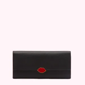 BLACK ENAMEL LIP CORA WALLET