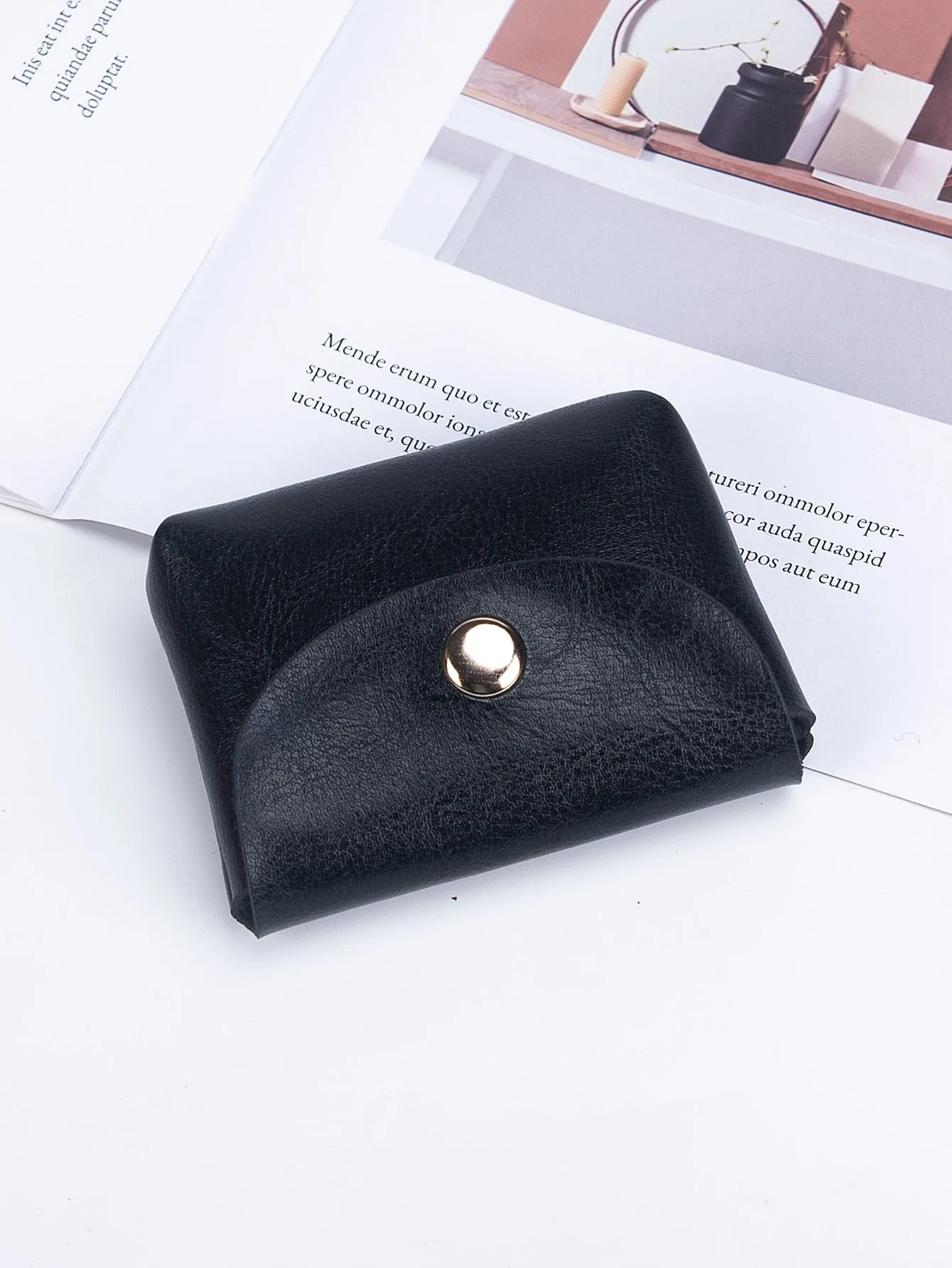 Black Plain Coin Purse Mini Bag Change Pouch Coin Case Small Wallet