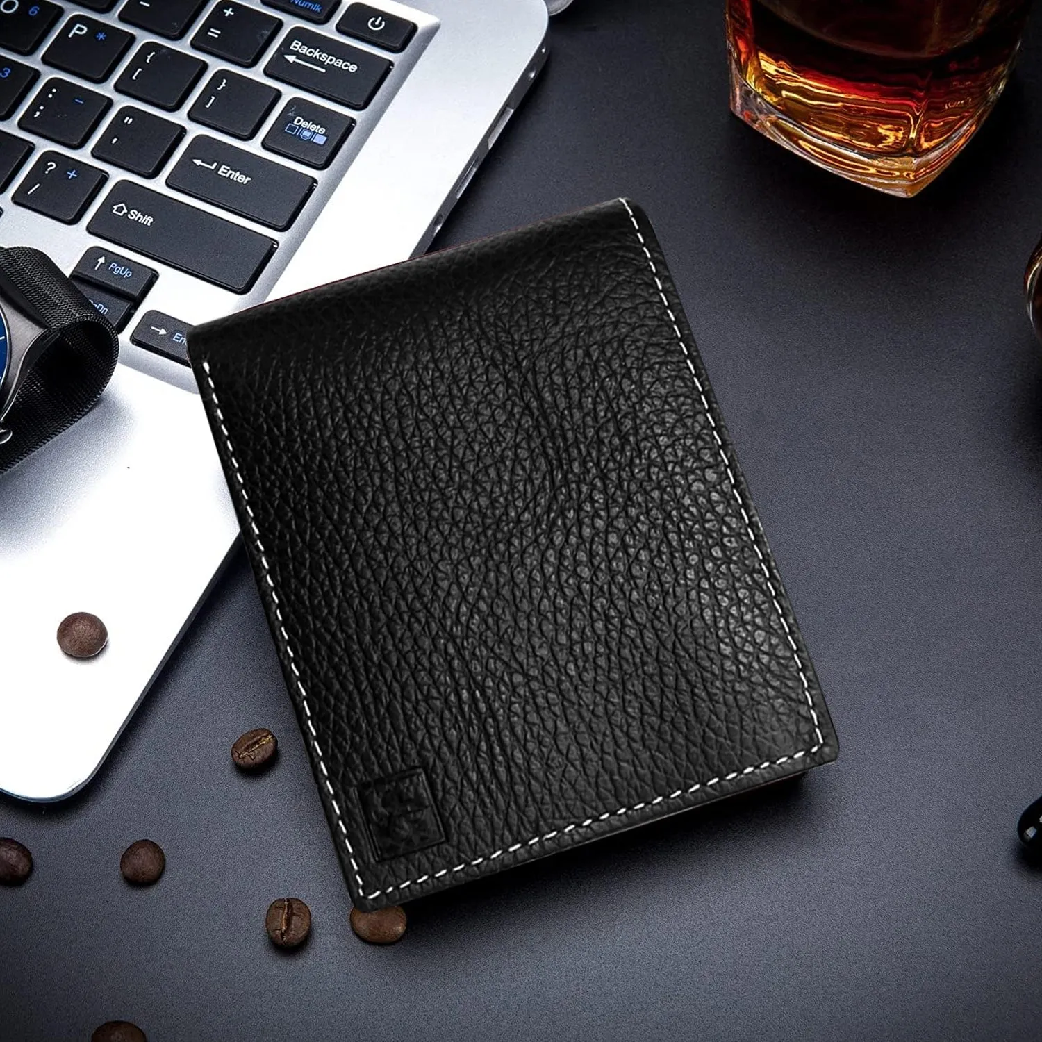 CIMONI® Premium Genuine Leather Wallet for Men Casual Wallet with RFID Protection 8 Card Slots Slim Elegant Design Wallet (Color - Black)