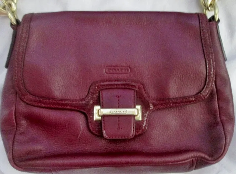 COACH F25206 TAYLOR Shoulder Bag Crossbody Purse Burgundy RED M