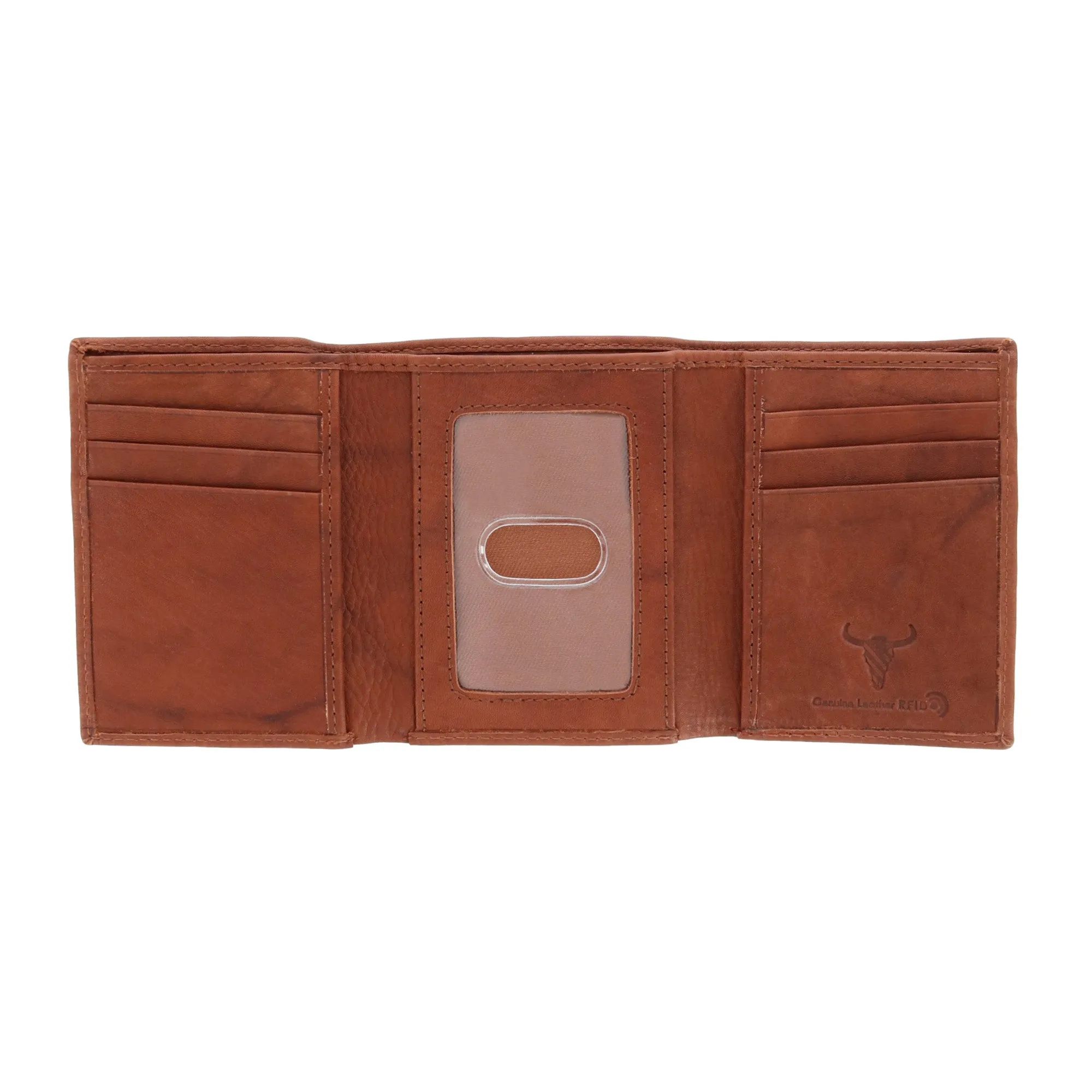 CTM® Men's American Bison Leather RFID Trifold Wallet