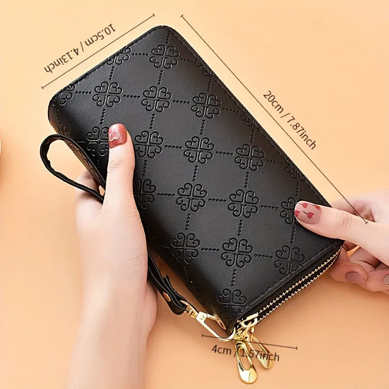 Elegant Classic Trifold Wallet – Secure Zipper Coin Purse with Multiple Card Slots, Lanyard Included & Nylon Lined Interior