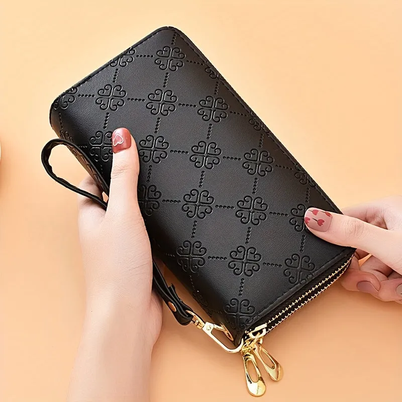 Elegant Classic Trifold Wallet – Secure Zipper Coin Purse with Multiple Card Slots, Lanyard Included & Nylon Lined Interior