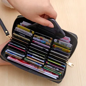 Elegant Classic Trifold Wallet – Secure Zipper Coin Purse with Multiple Card Slots, Lanyard Included & Nylon Lined Interior