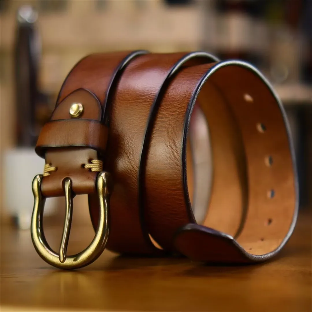 Elegant Cowskin Belt with Copper Finish