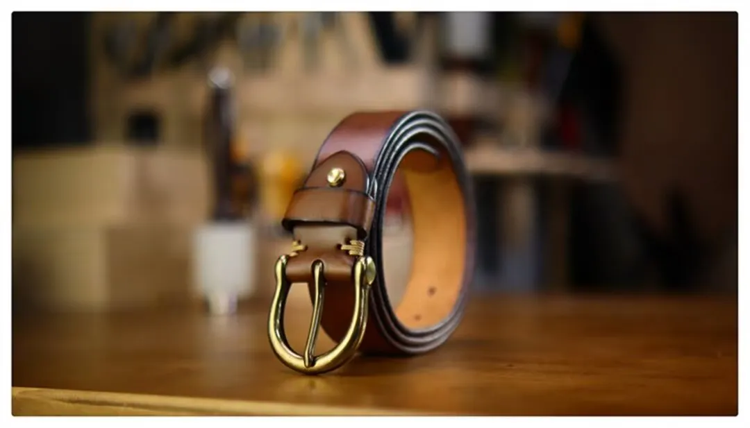 Elegant Cowskin Belt with Copper Finish