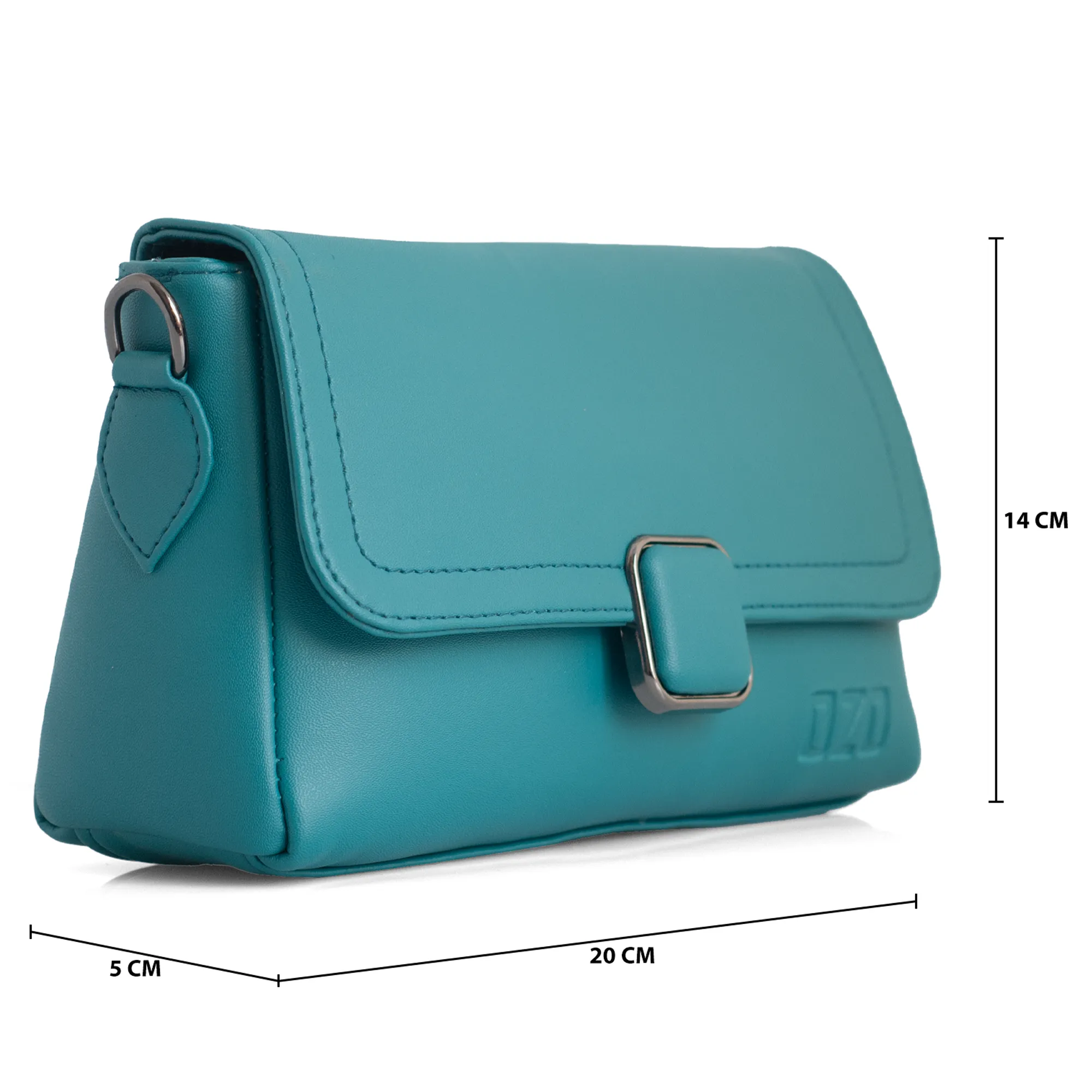 Elegant Teal Vegan Leather Sling Bag with Adjustable Strap, Magnetic Closure, and Multiple Compartments