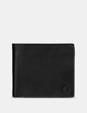 Extra Capacity Black Leather Wallet With Coin Pocket