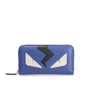 Fendi Monster Leather Zip Wallet