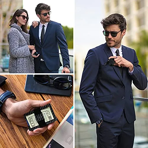 Fidelo Minimalist Wallet for Men Slim Rfid Blocking Mens Wallets Black Prestige