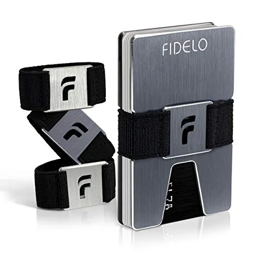 Fidelo Minimalist Wallet Rfid Card Holder Carbon Fiber Money Clip Titan Grey