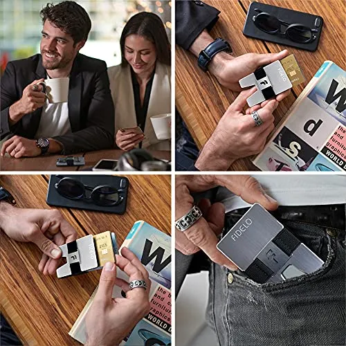 Fidelo Minimalist Wallet Rfid Card Holder Carbon Fiber Money Clip Titan Grey