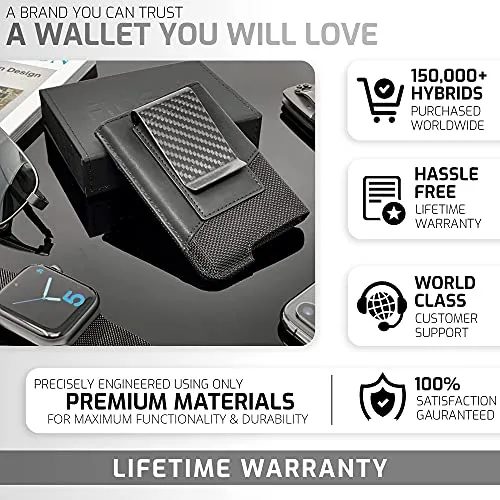 Fidelo Wallet Case for Carbon Fiber Wallet Men Nylon Leather Case Only Black