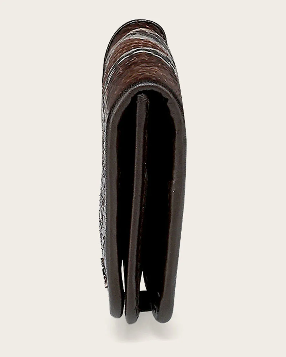 Full exotic brown leather trifold wallet