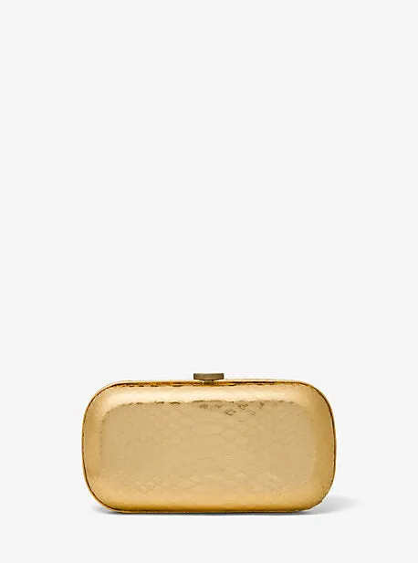 Gansevoort Metallic Python Embossed Leather Minaudieiere