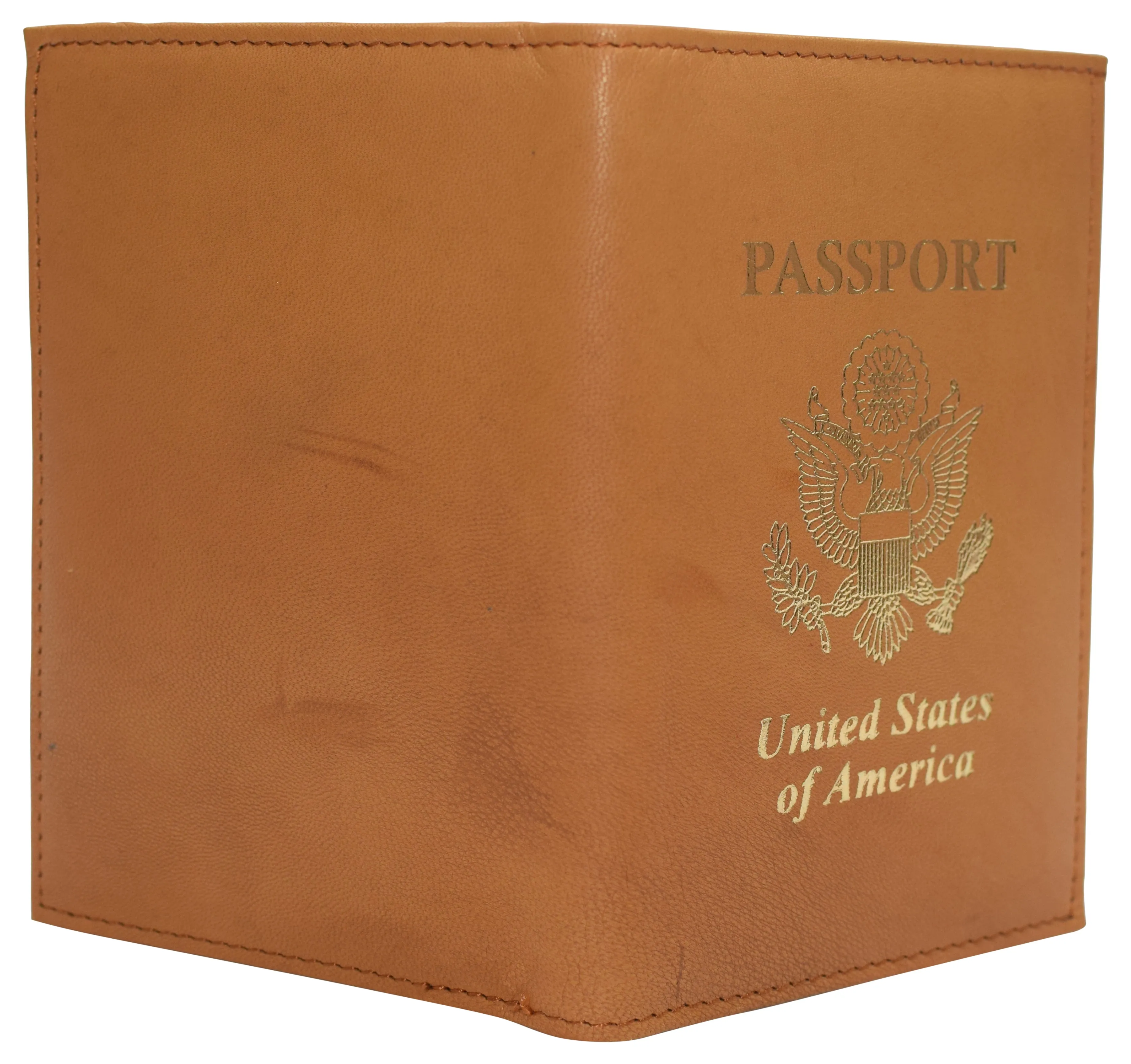 Genuine leather usa logo travel passport card holder case protector cover wallet