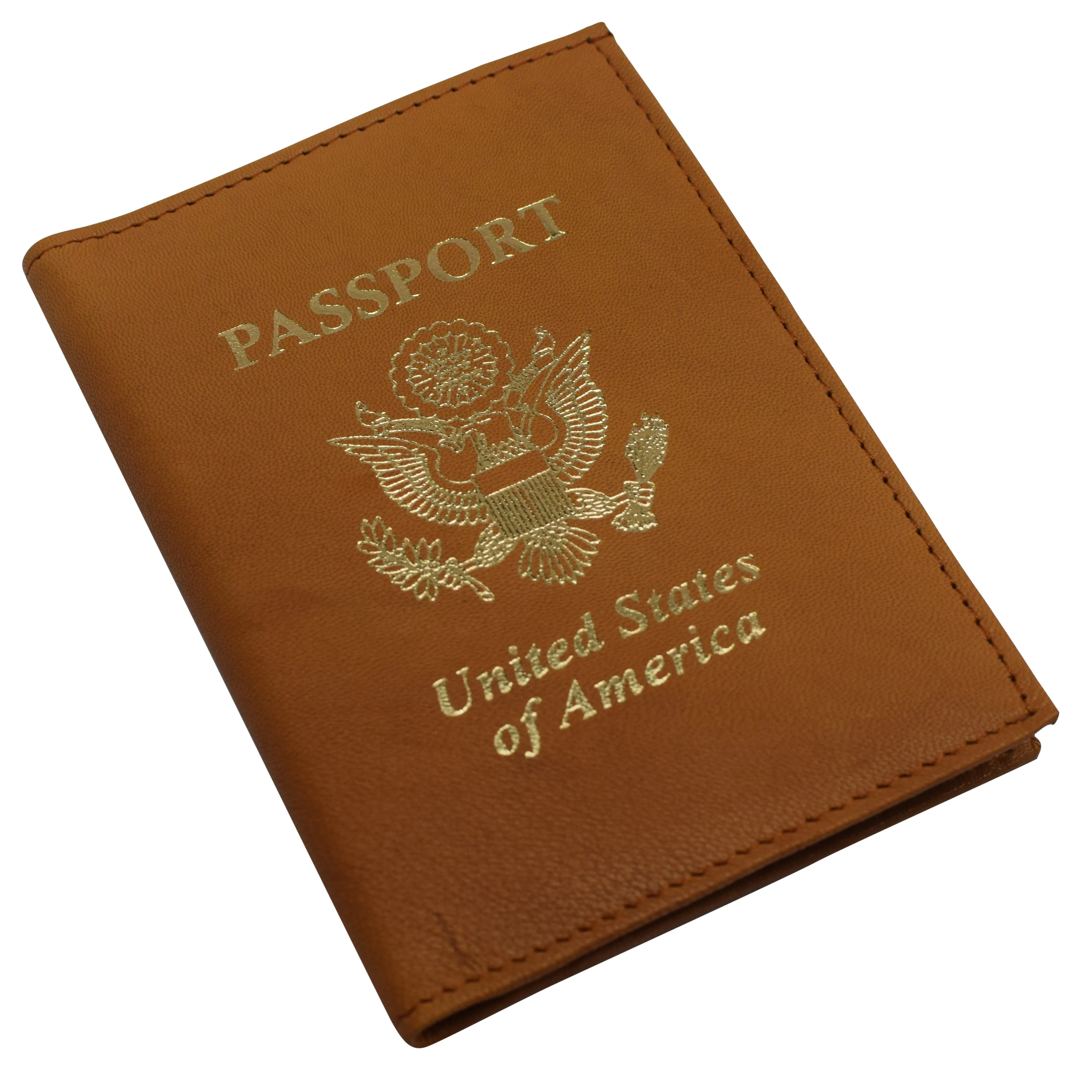 Genuine leather usa logo travel passport card holder case protector cover wallet