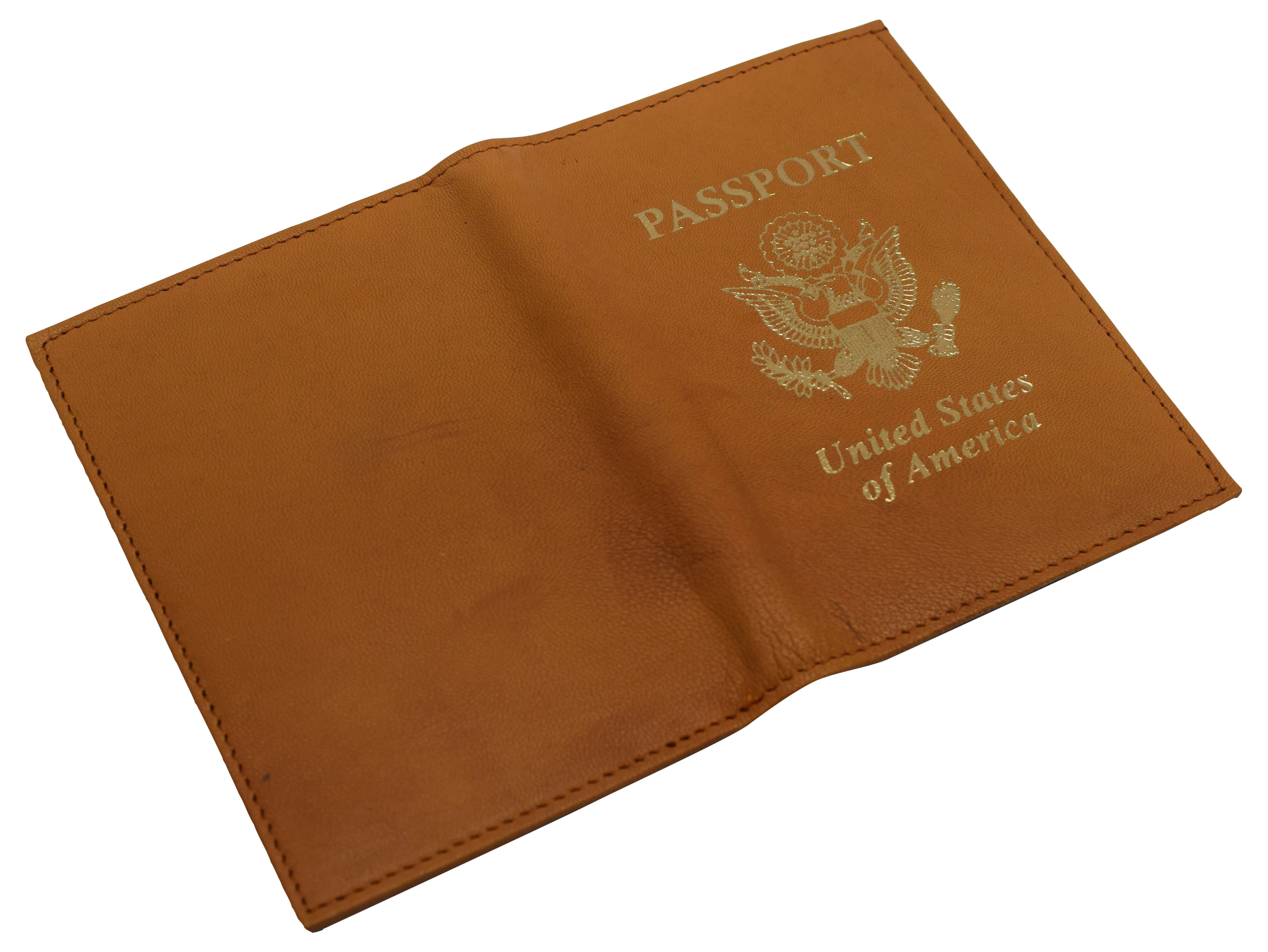 Genuine leather usa logo travel passport card holder case protector cover wallet