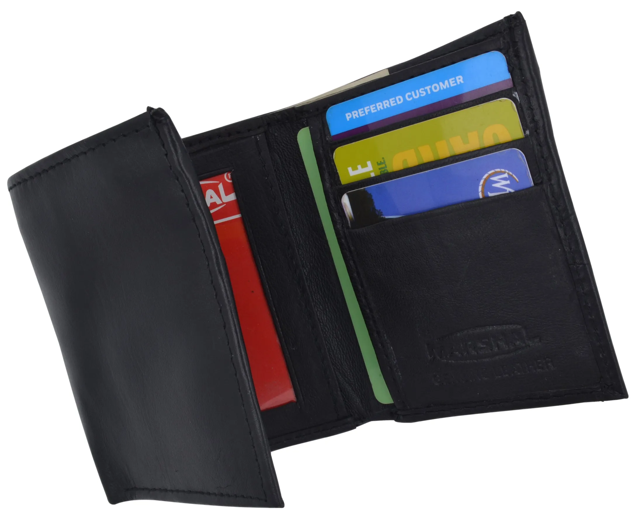 Genuine Leather Wallets For Men Trifold Mens Wallet With ID Window RFID Blocking