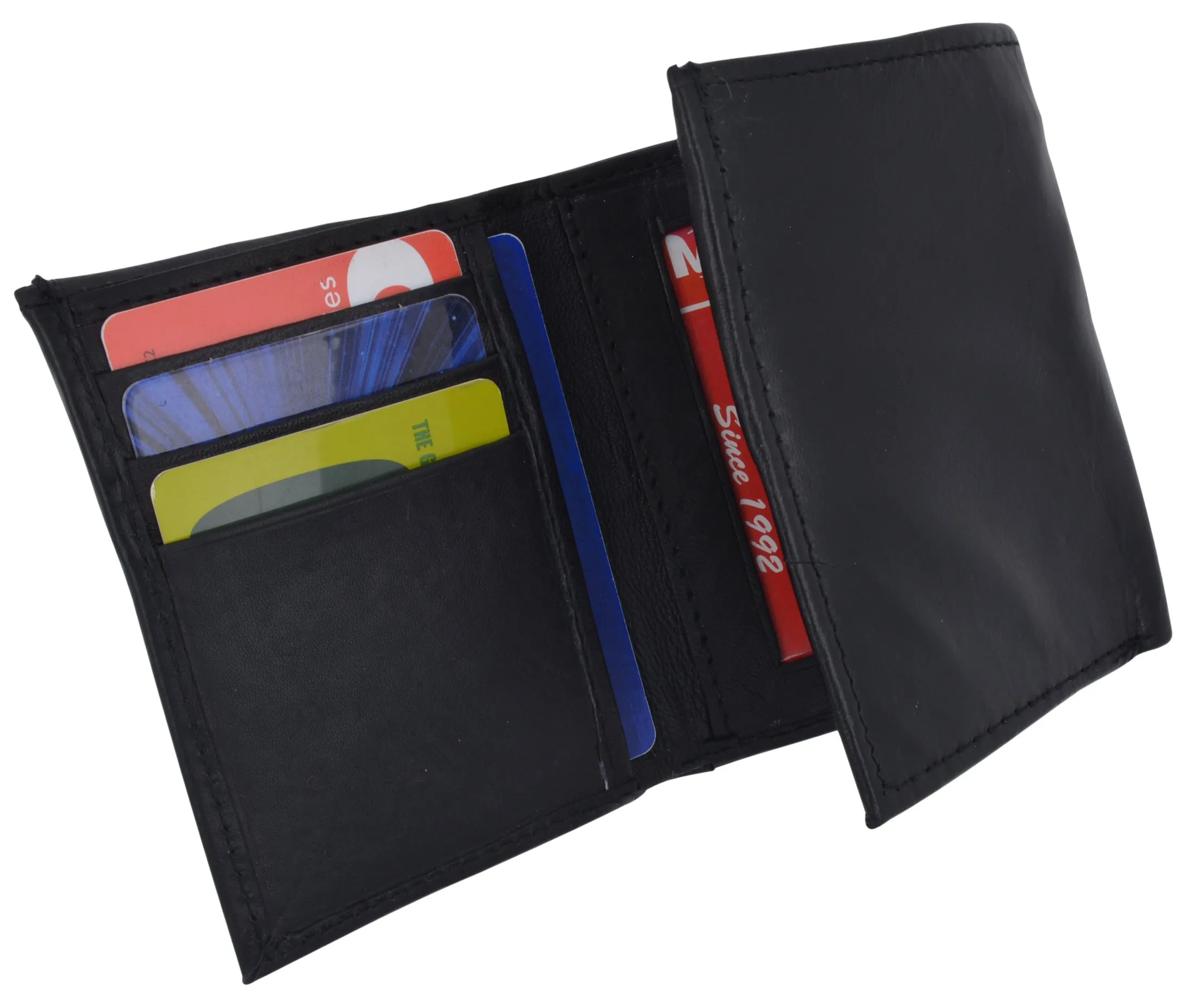 Genuine Leather Wallets For Men Trifold Mens Wallet With ID Window RFID Blocking