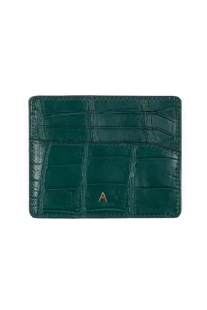 Green Crocodile Leather Card Holder