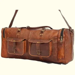 Handmade Vintage Leather Duffel Bag - Large