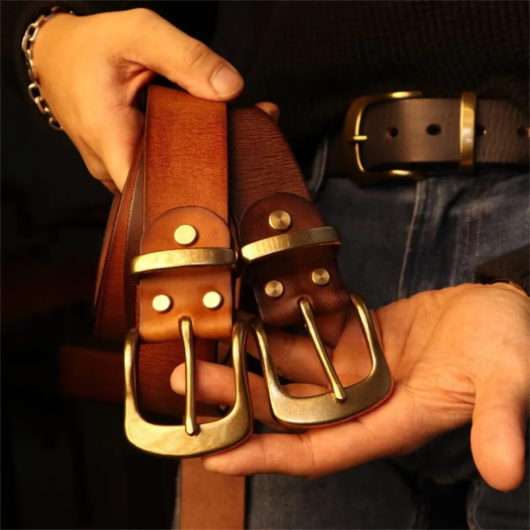 Heritage Cowskin Belt with Copper Detail