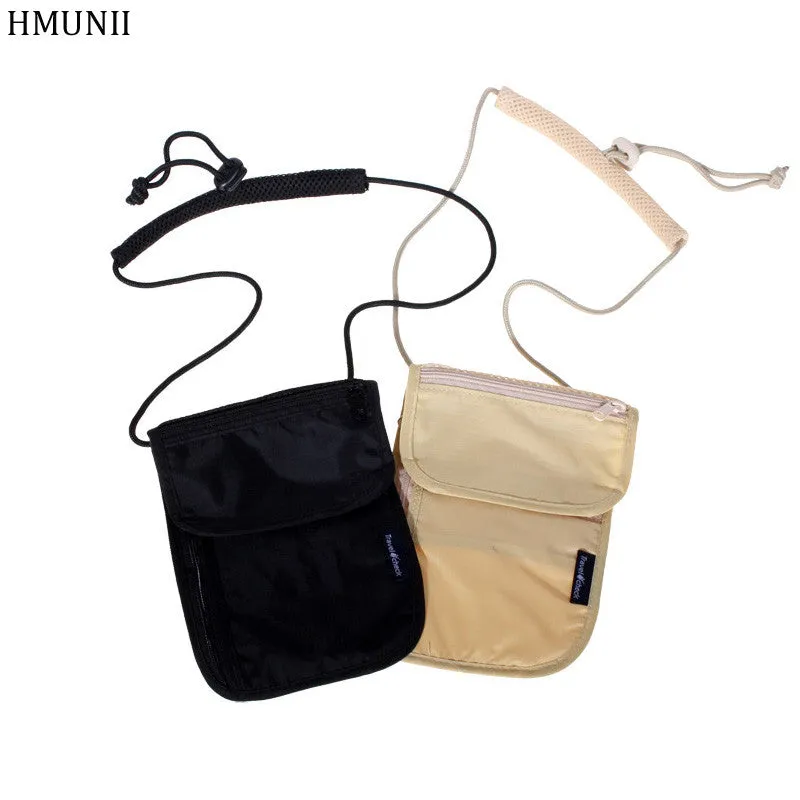 HMUNII Women Messenger Passport Cover Travel Wallet Men Travel leisure hanging neck wallet security anti-theft package