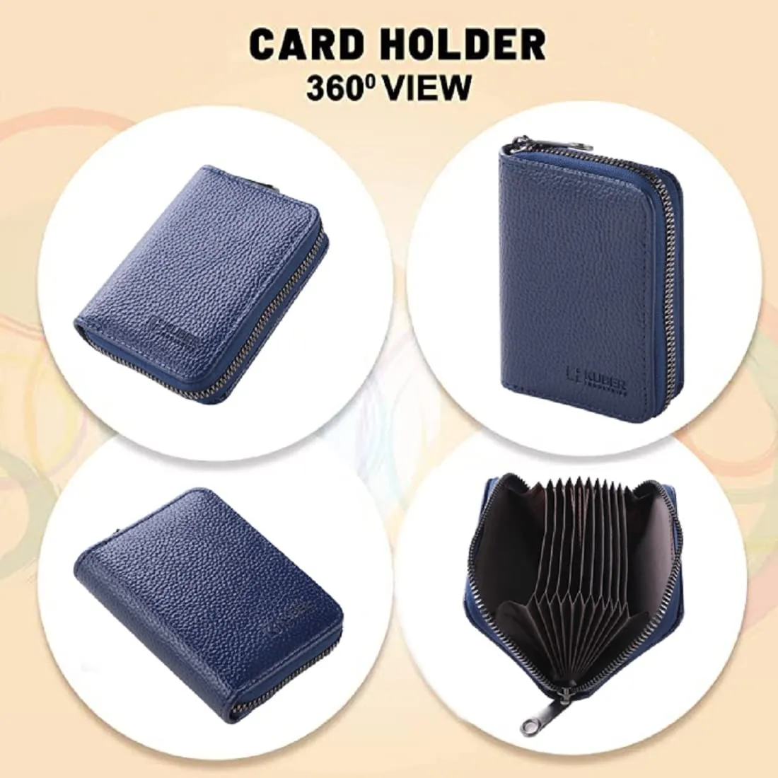 Homestic Card Holder Wallet for Men Women|Debit Credit Card Holder|Wallet for Id, Visiting Card, Buisness Card|RFID Protected|Zipper Closure|Blue